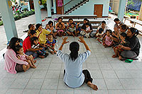 Teacher in front of students